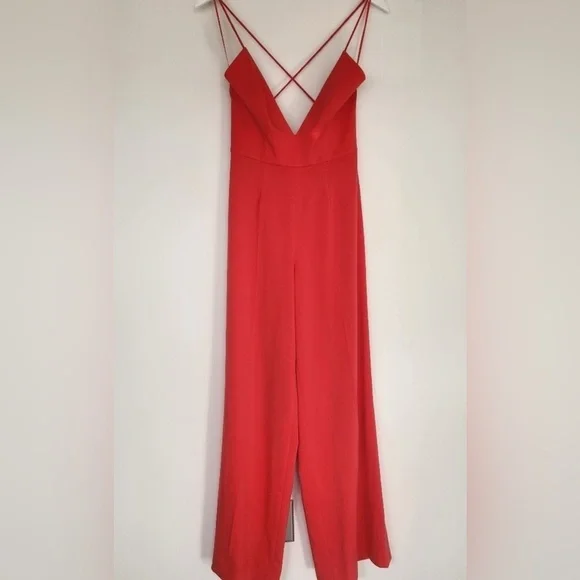 Elegant Red Jumpsuit - Picture 4 of 11